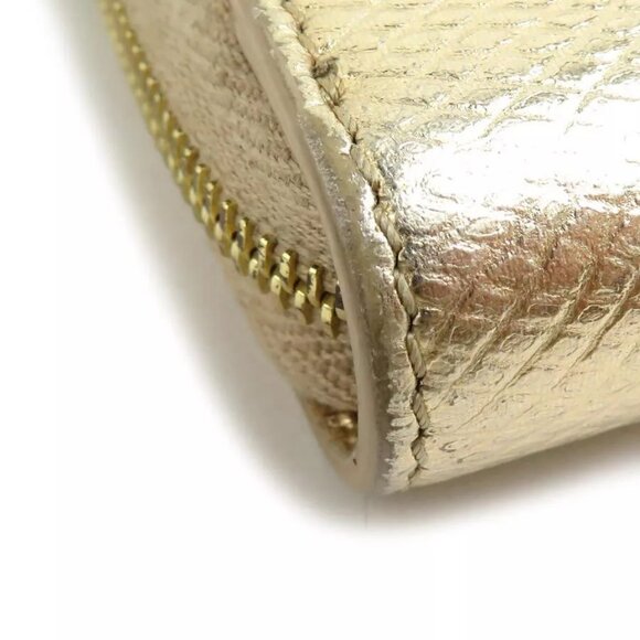 Auth CELINE Zip Around Long Wallet Gold Leather/Goldtone - Picture 9 of 15